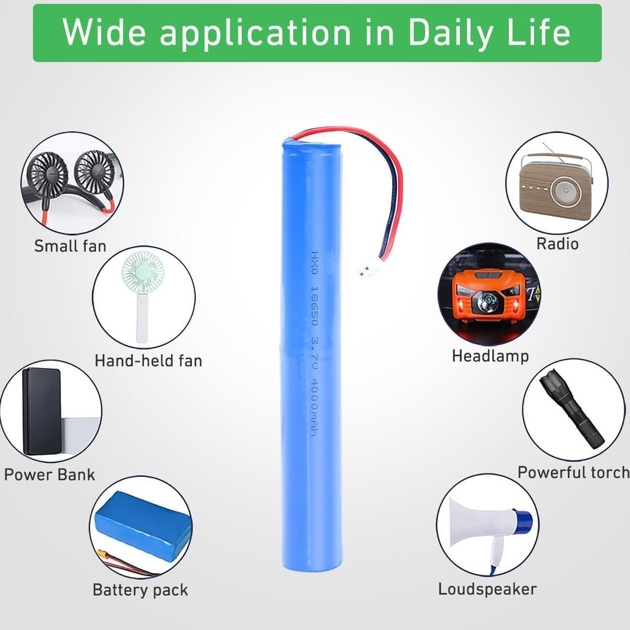 18650 Akumulator litowo-jonowy 3,7 V 4000/4400/5200/6400 mAh Akumulator zamienny z wtyczką XH 2P, 5200 mAh