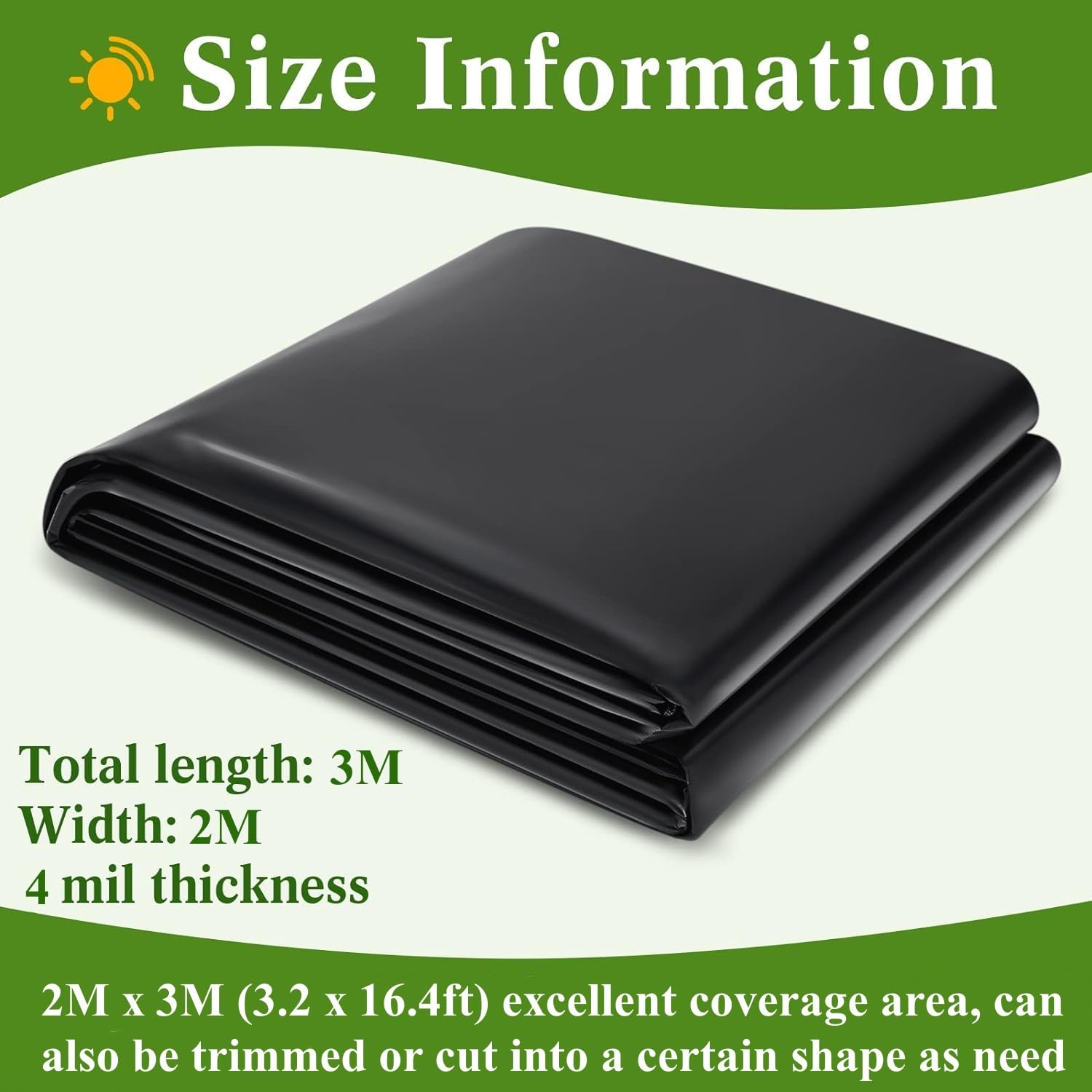 KAHEIGN 2 m x 3 m zwarte polyethyleenplaat, 0,25 mm dikke tuinkweek polytunnelafdekking polyethyleen tuinbouwmembraan voor tuinieren isolatie en bescherming van bouwpuin (125 Mu /500G KAHEIGN 2 m x 3 m zwarte polyethyleenplaat, 0,25 mm dikke tuinkweek polytunnelafdekking polyethyleen tuinbouwmembraan voor tuinieren isolatie en bescherming van bouwpuin (125 Mu /500G