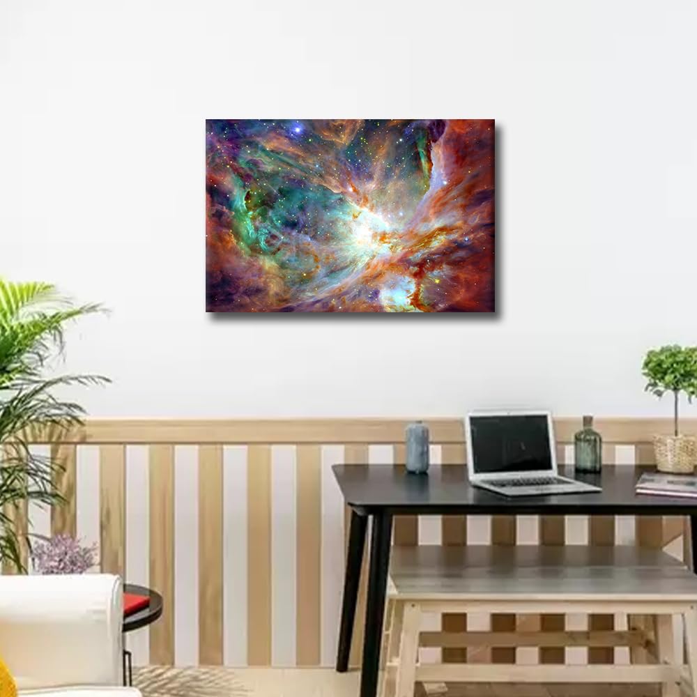 Canvas Wall Art Abstract Planet and Galaxy Pictures Prints Night Sky Clouds Stars Nebula Painting for Living Room Bedroom Decor Contemporary Artwork Home Decor Framed 16x24inch - Image 4