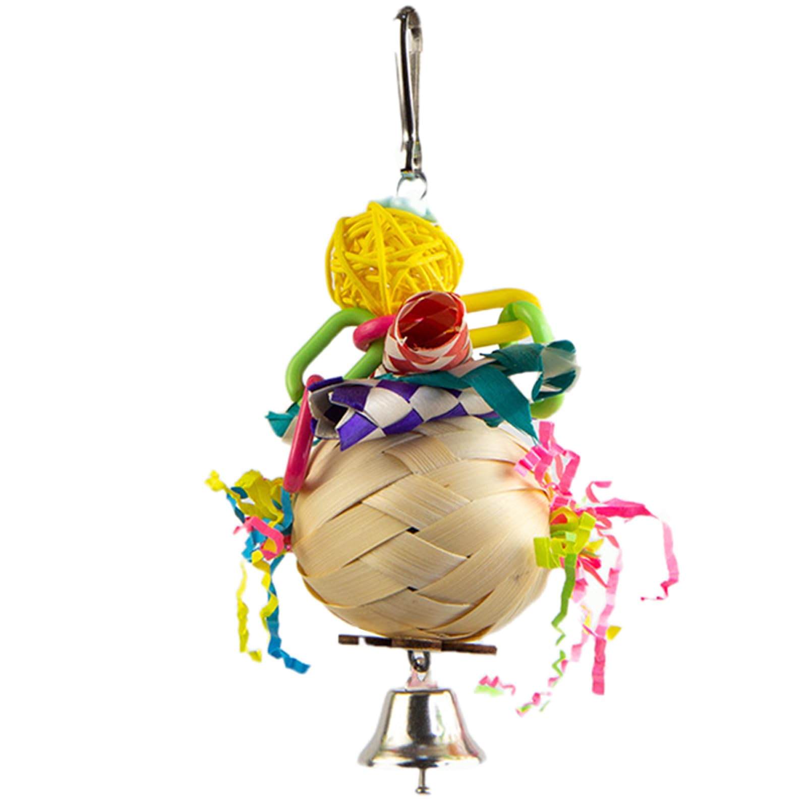 oringnat Hanging Bird Bites Chewing Toy Small Hanging Cage Toy Paper/Rattan Pet Chew Resistances Molar Supplies
