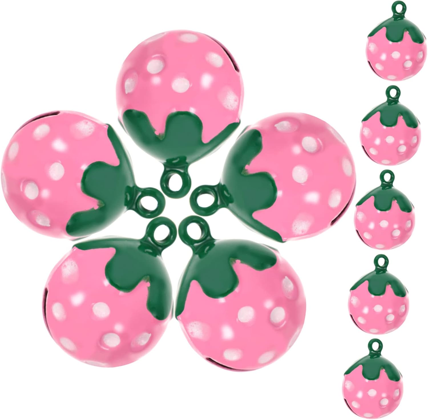 BESPORTBLE 10Pcs Strawberry Shape Pet Collar Charms Copper Bells Cute Pendant Accessories for Cat Dog Necklace DIY Craft Decorations