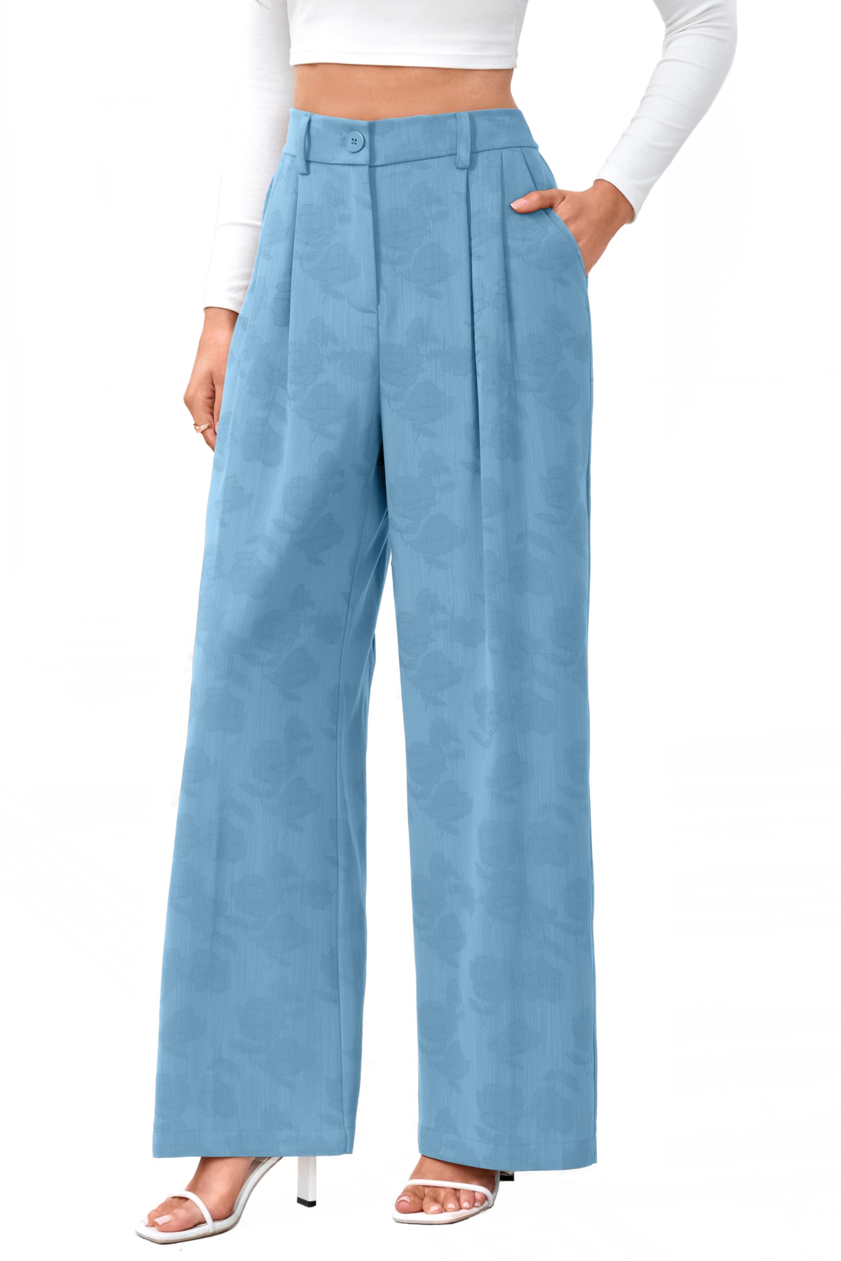 FUNYYZO Wide Leg Dress Pants for Women Work Slacks Business Casual Outfits