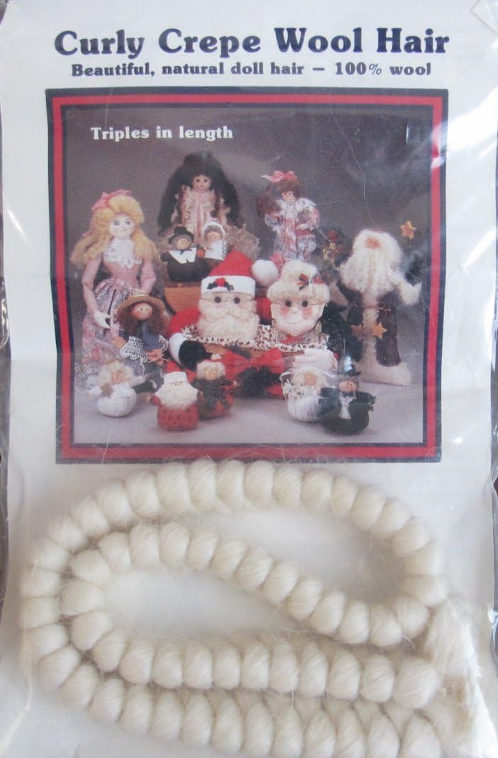 All Cooped Up CURLY CREPE 100% WOOL DOLL HAIR 12" Braid WHITE Color Triples in Length