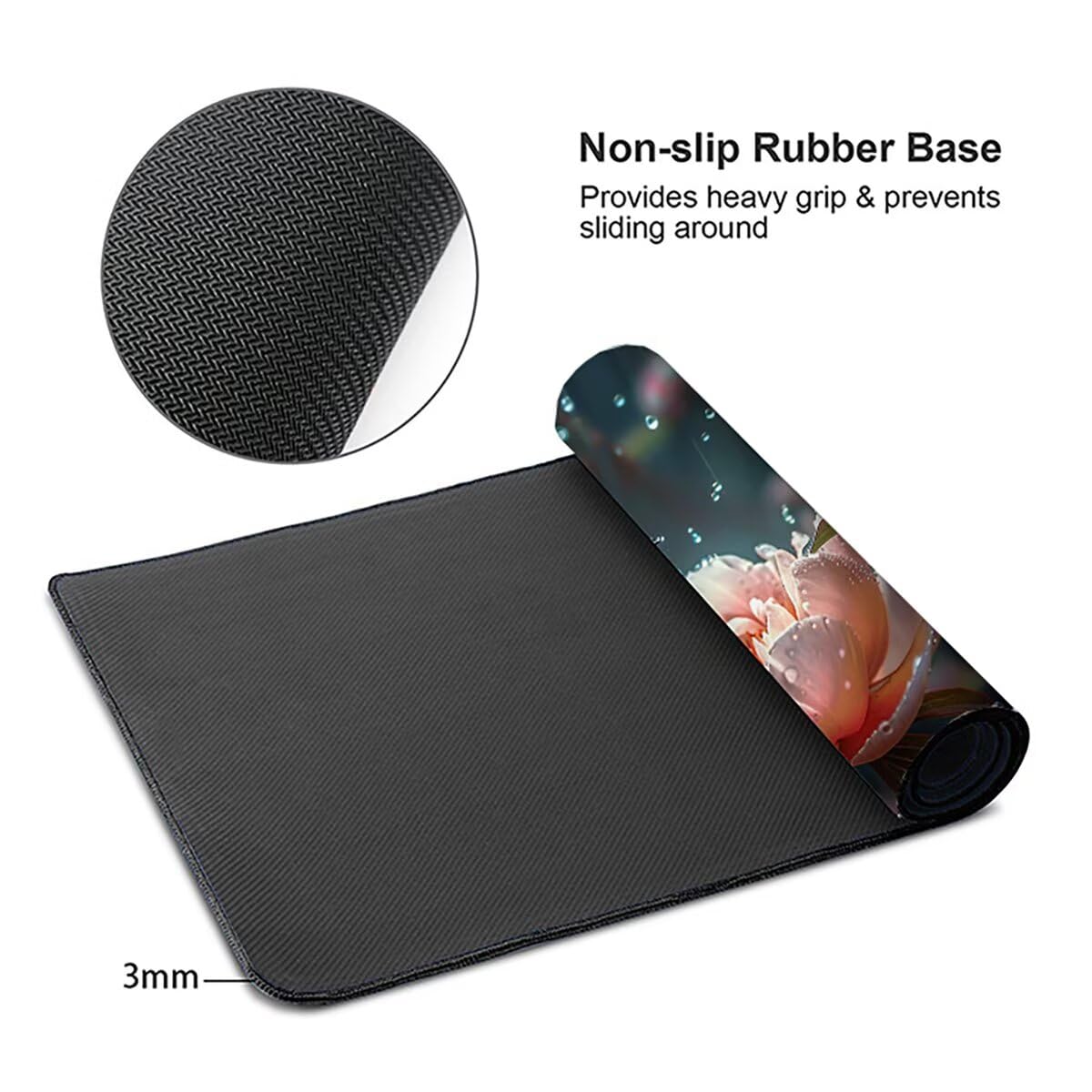 Tappetino per Mouse Gaming XXL 1200x600x3mm– Ufficio Mousepad Grande – Migliora la Velocità e la Precisione Tenuta Stabile Sottomano per Ufficio e Casa Accessori Scrivania Fiori PjY11261 N-U