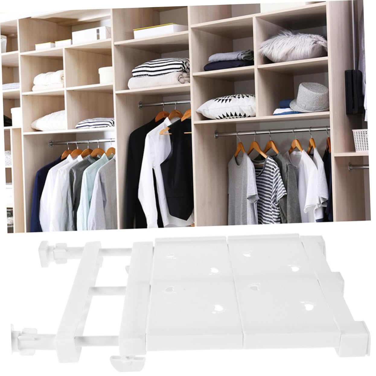 SHOWERORO Closet Dividers for Shelves Expandable Storage Rack Tension Shelf Easy to Assemble