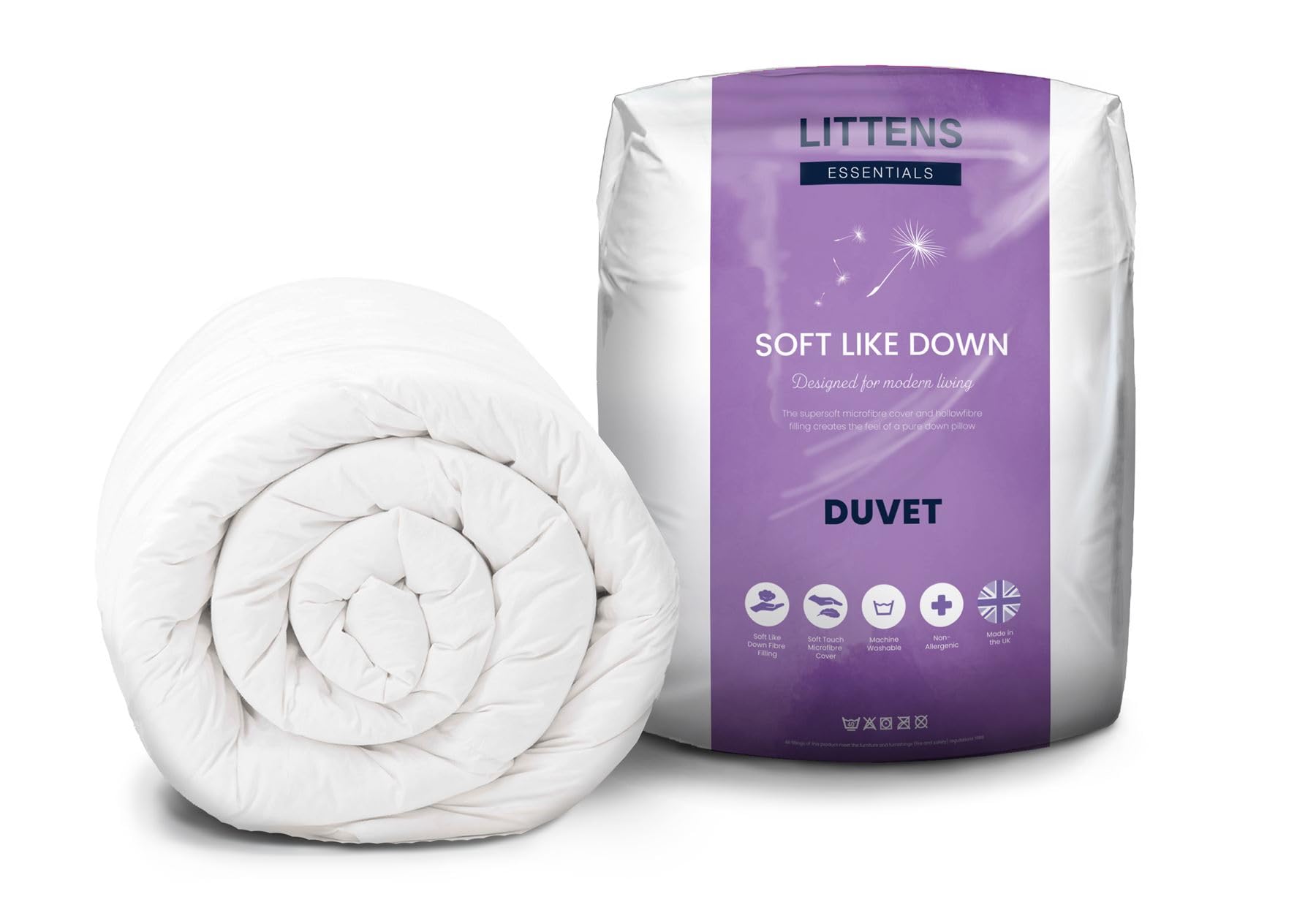 Littens Essentials 7.5 Tog Superking Bed Soft Like Down Duvet Quilt, Hypo-Allergy Hollowfibre Spring Summer (260cm x 220cm)
