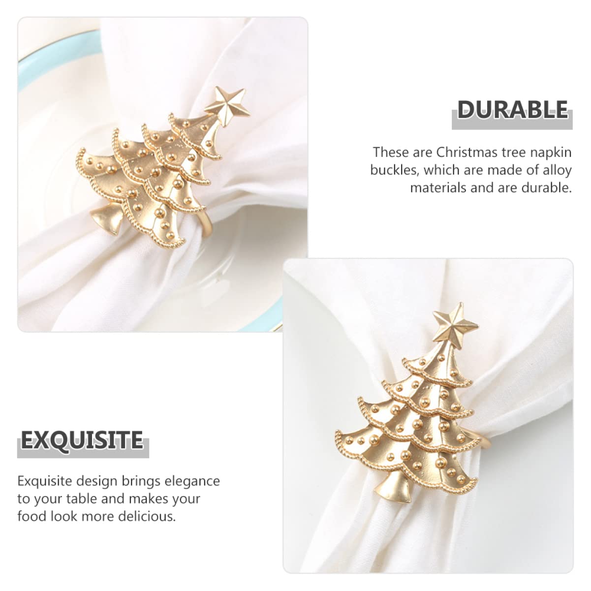Alipis 24stücke Teiliges Weihnachtsbaum Serviettenringe Metall Für Festliche Tischdekoration Für Dinnerpartys Und Familienfeiern Design Gold