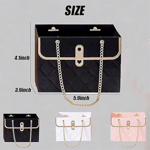 Miniatura 5 de MEONFY Caja de regalo de papel de flores, bolsas de ramo de flores con caja de regalo de cadena de metal, cajas de flores para arreglos, cajas de