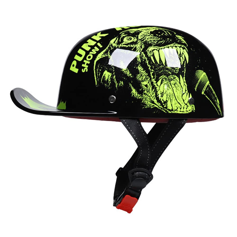 Vintage Open Face Motorcycle Helmet Baseball Cap Half Helmets Retro Men Women for Chopper Cruiser Street Scooter Moped Cap Jet - DOT Certified