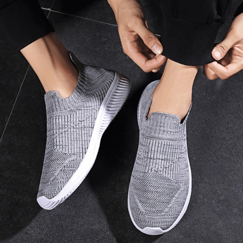 Mens Dress Loafers Breathable Knit Leisure Fashion Sneakers Lightweight Comfortable Walking Shoes3