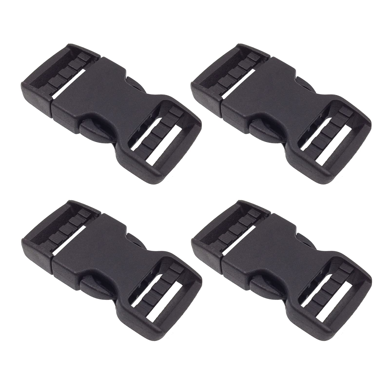 DGQDGQ Quick Side Release Buckles 1" Wide 4 Packs Dual Adjustable No Sewing Clips Snaps Heavy Duty Plastic Replacement for Nylon Strap Backpack Fanny Pack Nylon Webbing Belt Dog Collars