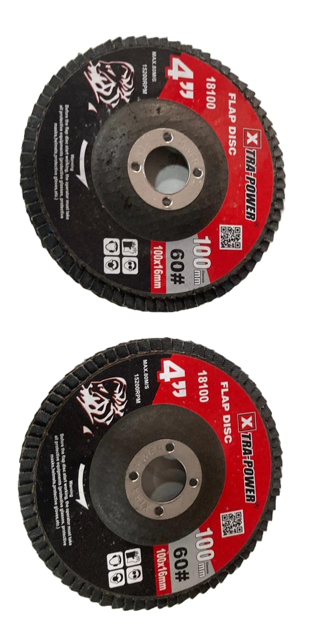Xtra-Power 4" Flap Disc, 100 mm, 18100 RPM, 60 Grit set of 5-image-16