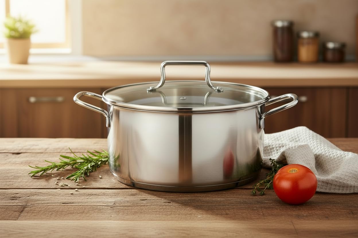 Cookinglife zestaw garnków Signature Steel 4-częściowy zestaw garnków ze stali nierdzewnej – garnek do gotowania ø 16, 20 i 24 cm i rondel ø 17,5 cm – nadaje się do wszystkich rodzajów kuchenek