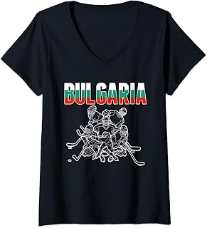 Womens Bulgaria Ice Hockey Lovers Jersey Bulgarian Hockey Team Fans V-Neck T-Shirt