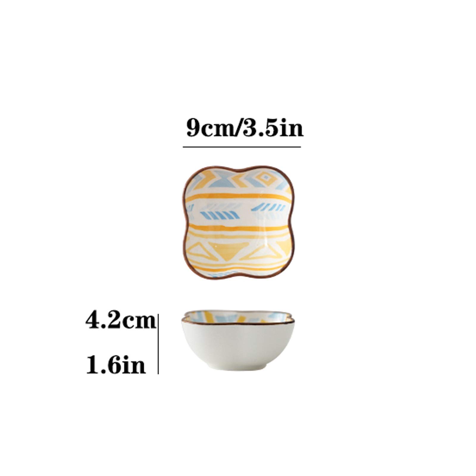 Dipschälchen Underglas-Handwerk Keramik Sauce-Teller - Dip-Bowls Set von 4 Hellen Farben Haushaltsgeschirr Ideal für Dips Sauce Saucen Schalen