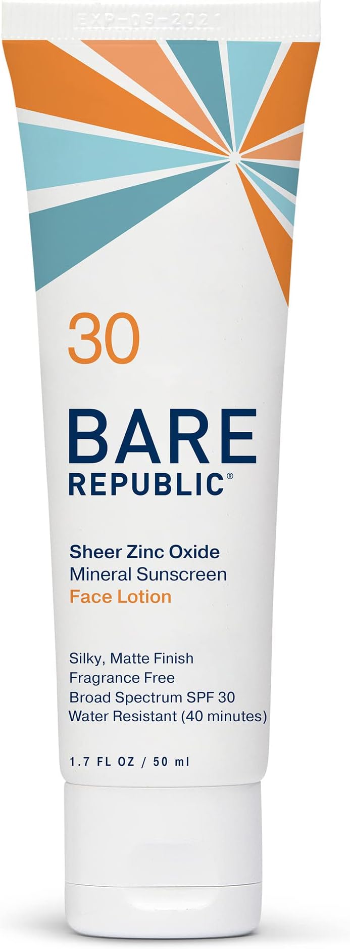 Bare Republic Mineral Matte Sunscreen SPF 30 Sunblock Face Lotion, Sheer and Light Finish, 1.7 Fl Oz