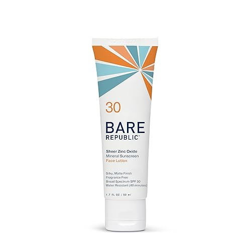 Bare Republic Loción facial mineral de protección solar y bloqueo solar con óxido de zinc amplio espectro SPF 30 apto para arrecifes 17 onzas