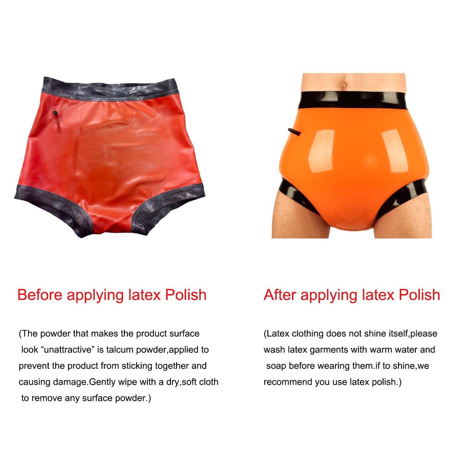 Zweilagiger Latex Orange mit schwarzem Rand Aufblasbarer Slips,Herren Gummi Shorts Windeln Überhosen Unterwäsche