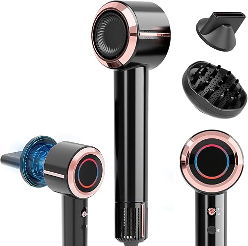 CINOSTAR Secador de pelo, secado rápido con difusor, con motor sin escobillas de 110, 000 RPM y tecnología iónica sin daños por calor, ligero para