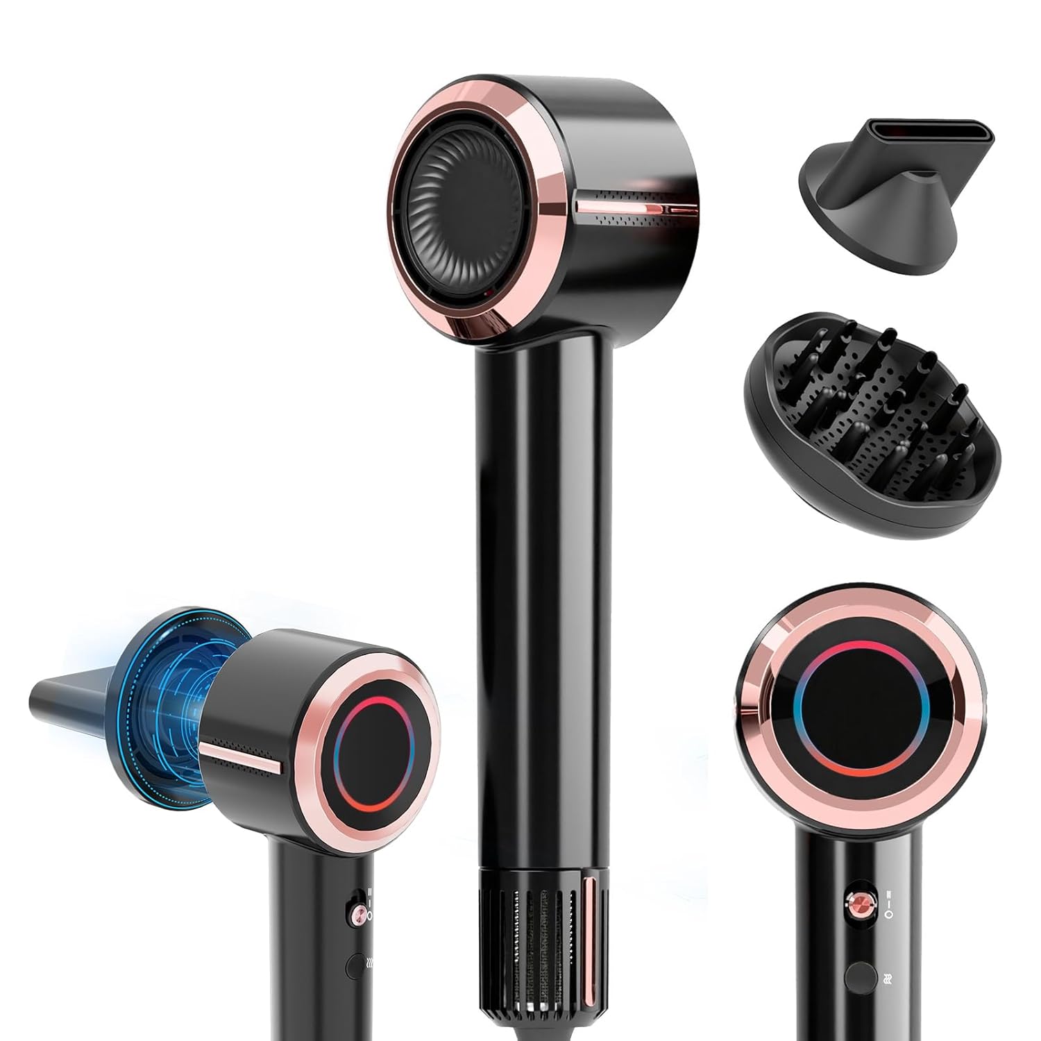 CINOSTAR Hair Dryer Fast Drying Blow Dryer with Diffuser with 110 000RPM Brushless Motor Ionic Technology No Heat