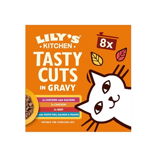 Lilys Kitchen Tasty Cuts in Gravy Complete Nutrition Cat Wet Food Multipack (48x85g) Tins for Adult Cats With Freshly Prepared Meat & Offal Grain-free Recipe Suitable for Sterilised Cats