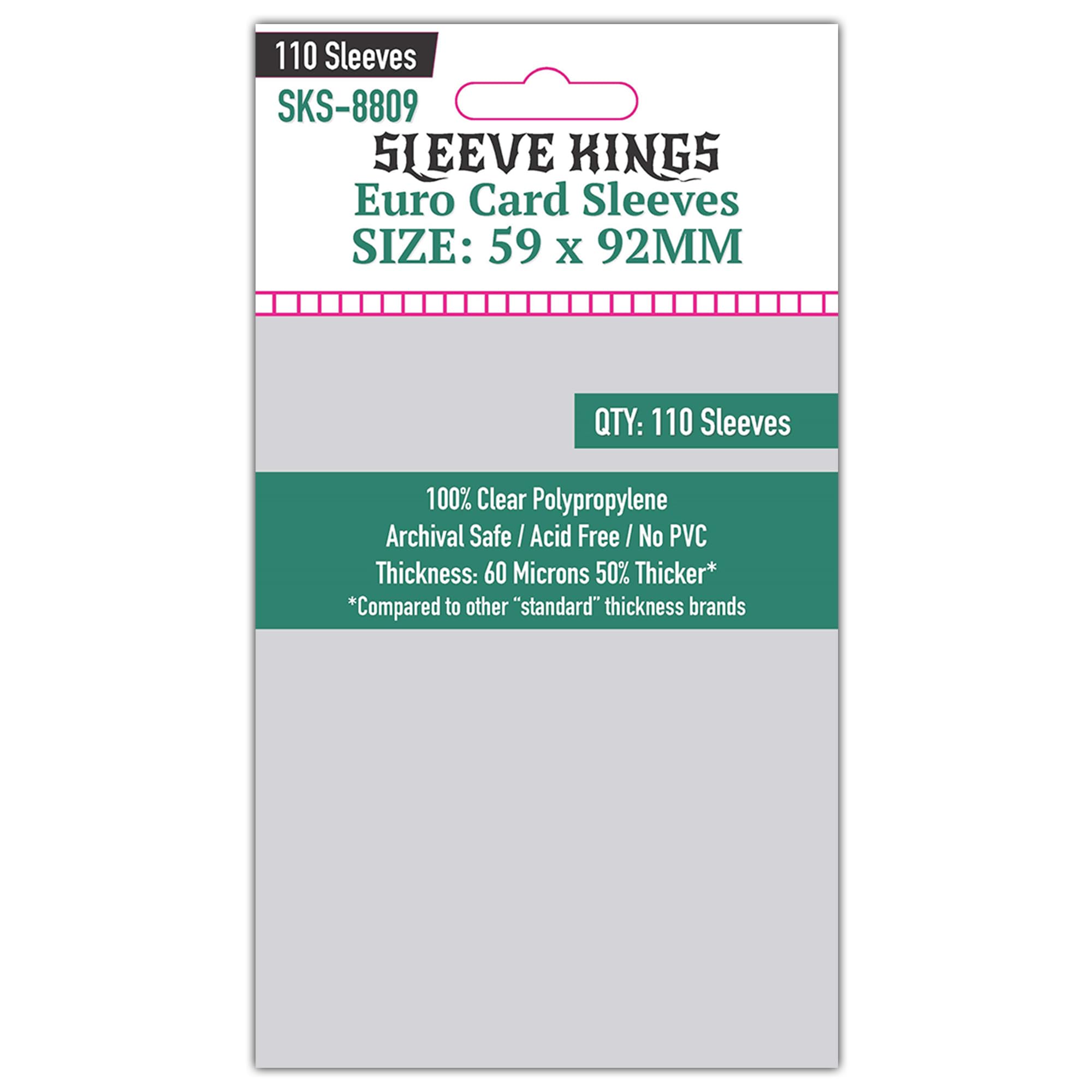Sleeve Kings Euro Card Sleeves, 59x92mm, 60 Micron, 110 Pack, SKS-8809