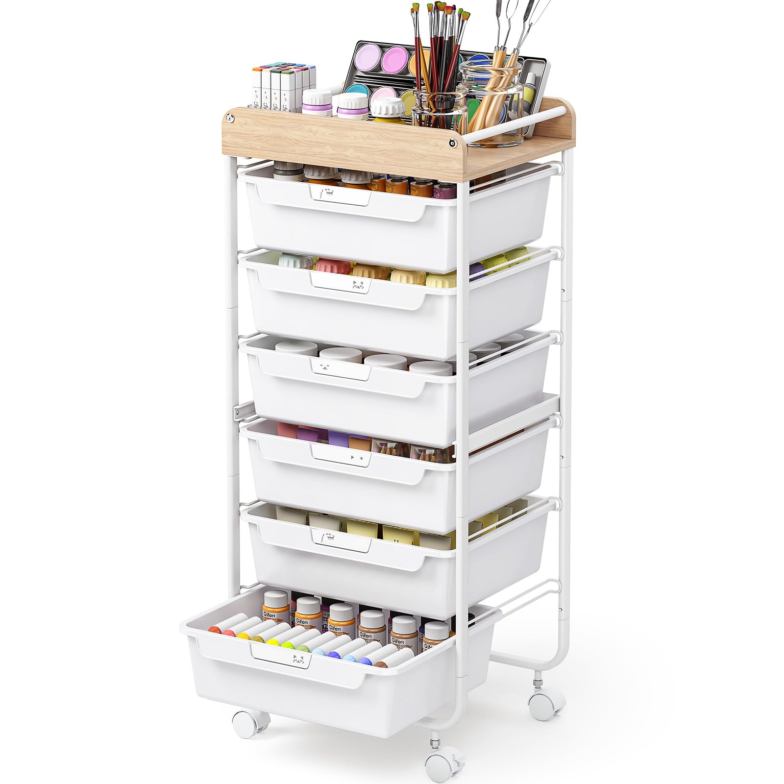 SYKIARIOL 6-Drawer Storage Cart, White — image 1