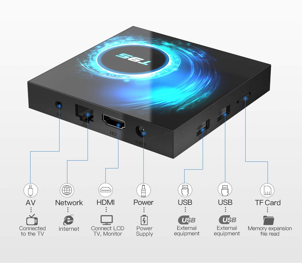 T95 Android TV Box – Allwinner H616 Quad-Core, 4GB RAM 64GB de almacenamiento, Android 10.0, 4K Media Player, WiFi de doble banda y Bluetooth, reproductor de gran capacidad
