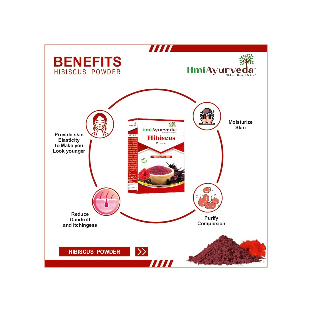 HMI AYURVEDA Neem Leaf + Hibiscus Powders Combo 100% Natural for Hair & Growth (2 Packets, 200 gm each) Anti Dandruff Hair Care Combo (Neem Powder and Hibiscus Powder Combo) 3