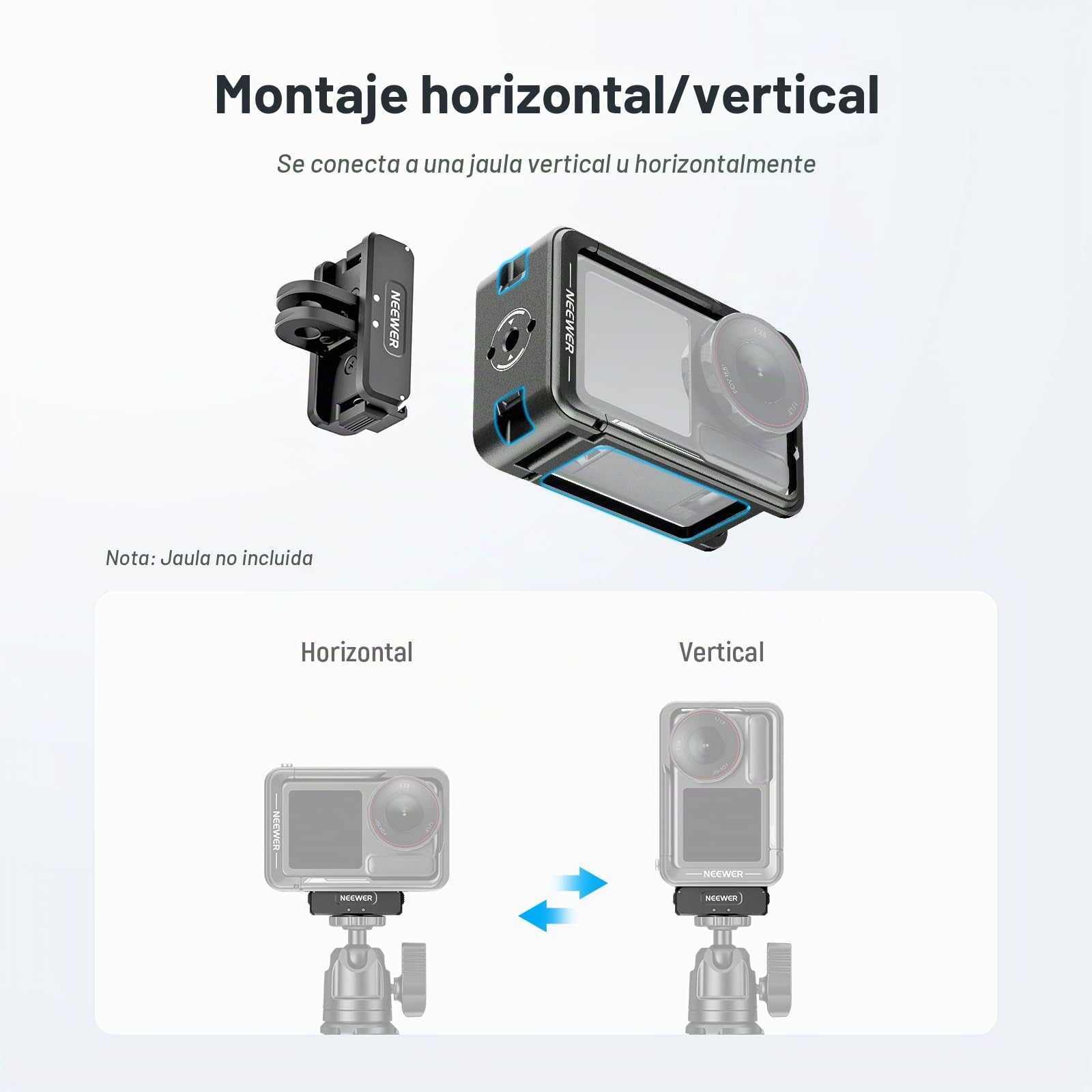 NEEWER Adaptador Montura Magnética Mejorado Compatible con dji Osmo 360/ Action 5 Pro/4/3, Montura Cámara Acción Liberación Rápida, Accesorios para Vlogs con Rosca de Trípode de 1/4", AC011