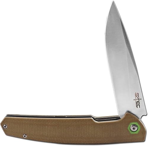 Miniatura 6 de S-TEC Sandvik - Cuchillo plegable de acero inoxidable con mango compuesto G10 (TS500 marrón)