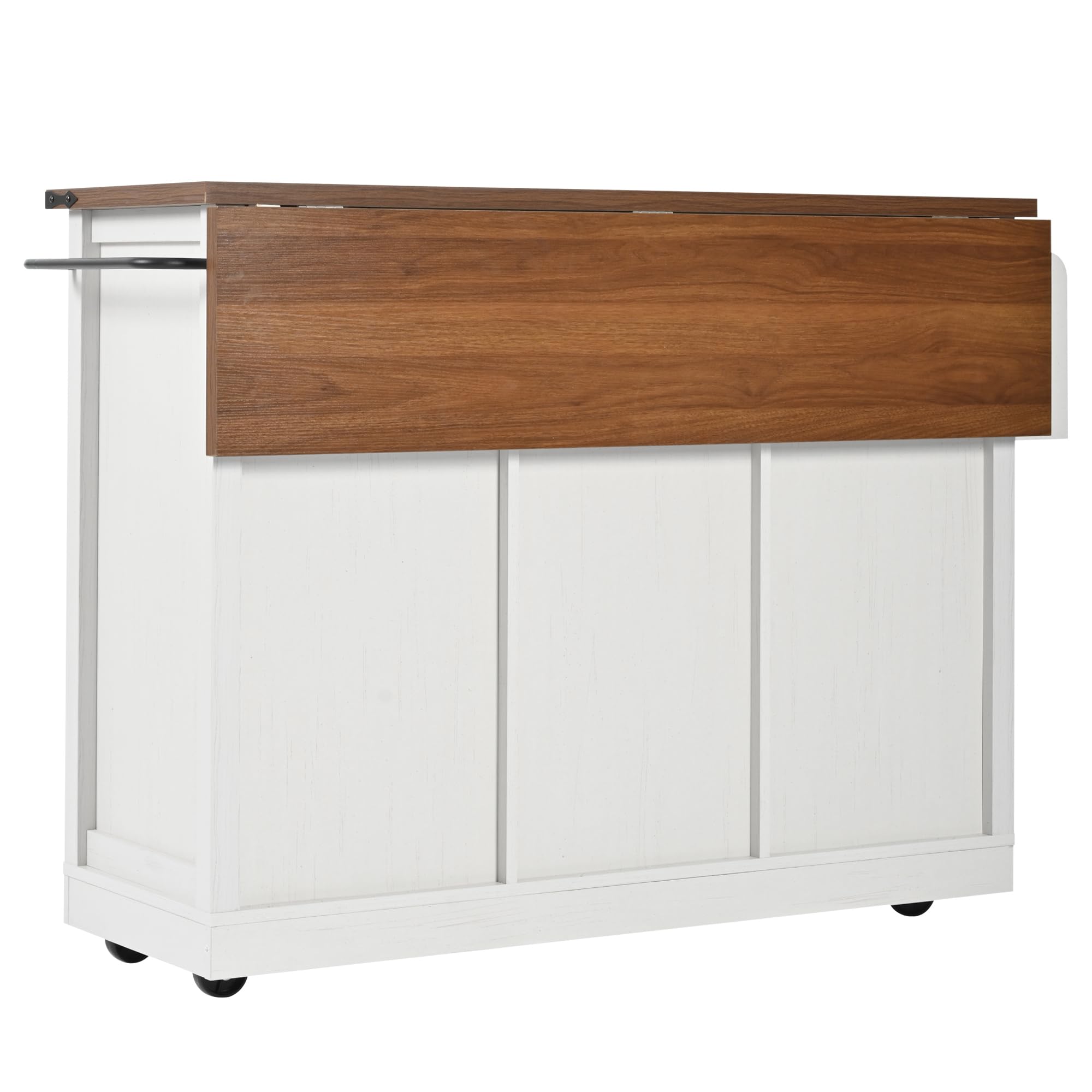 Moimhear Isola della cucina, carrello da portata con piano di lavoro estraibile, carrello da cucina su ruote, armadio da cucina con 2 ante scorrevoli e 3 cassetti