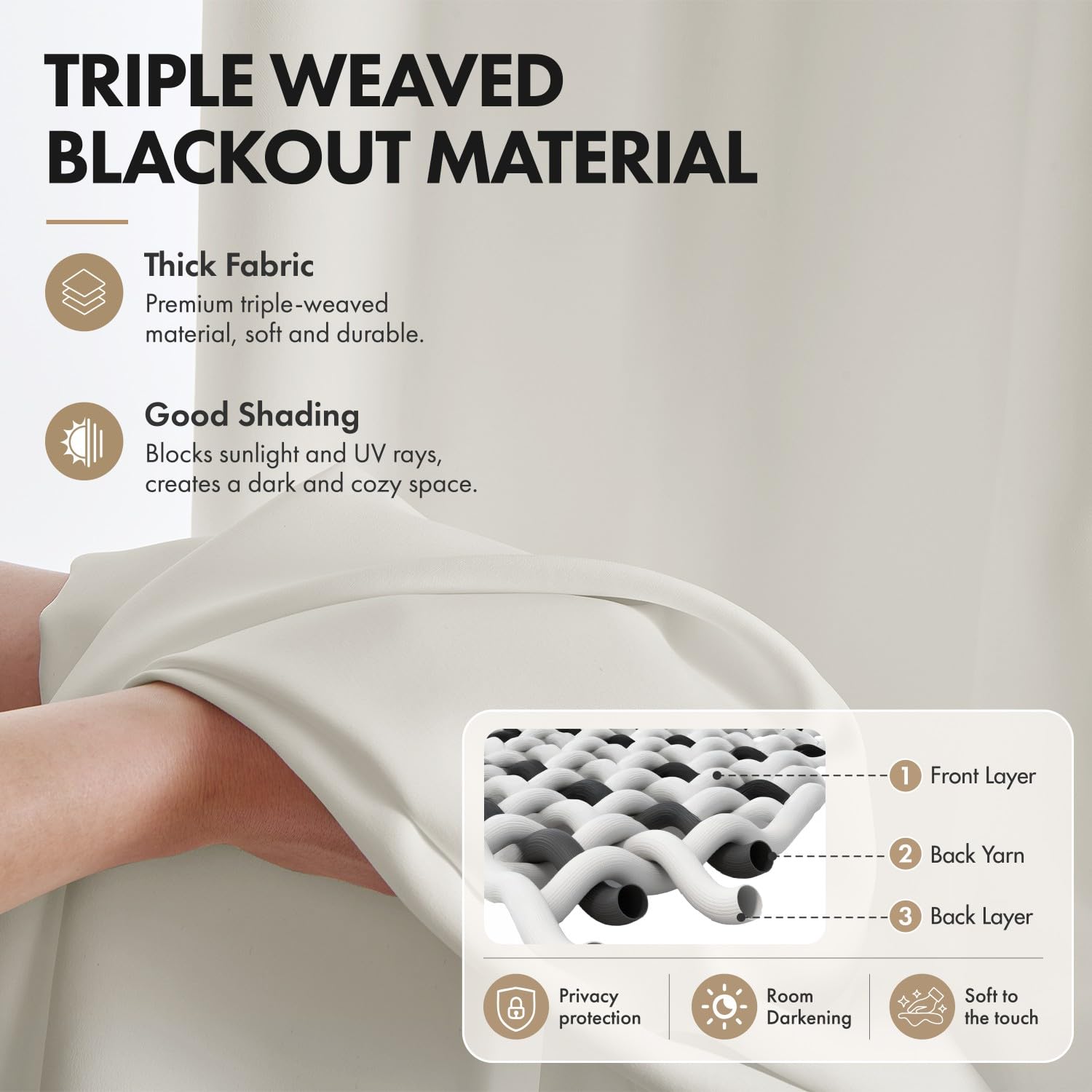 EMEMA Verdunklungsvorhänge mit Kräuselband 2er B140xH260cm Weiß Gardinen | Blickdicht Vorhänge 260 cm Lang Thermovorhang 2er Set Verdunkelung für Schiene Gardinen für Wohnzimmer Schlafzimmer