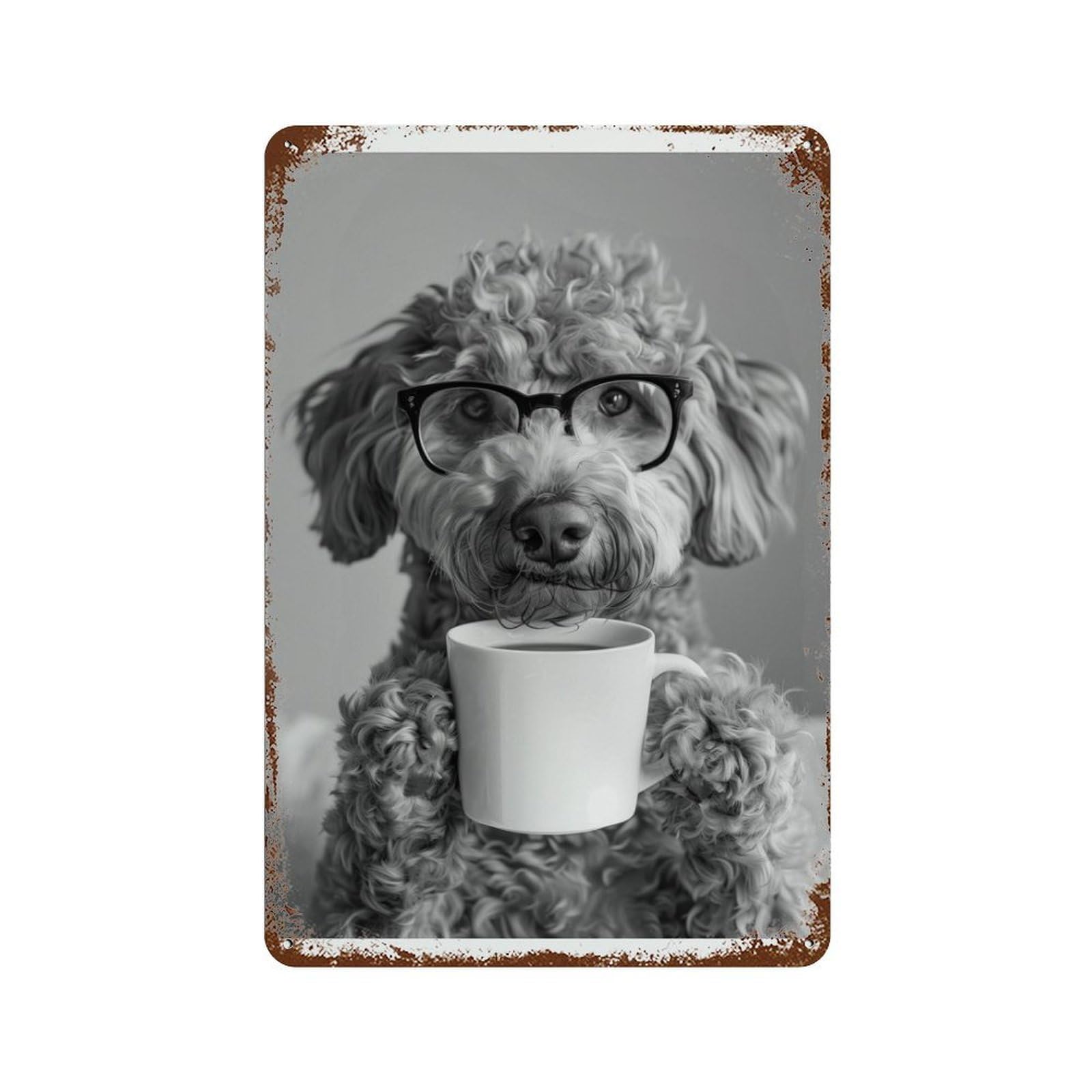 xiaoxiaoshen Labradoodle Coffee Bar Decor, Funny Dog Wall Decor Art Metal Tin Poster Modern Home Decor Art Home Bar Shop Decorations Vintage Sign 30x20cm