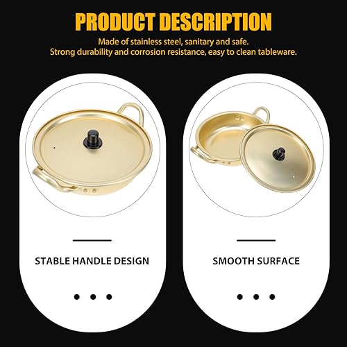 Miniatura 3 de Tazón de fideos coreanos para ramen Ollas de fideos instantáneos de cocina de Corea dorada, cuencos Ramyun hechos con tapa y asa, juego de cocina de