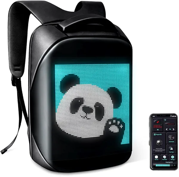 Laptop Backpack with Programmable Screen, App Control Led Laptop Backpack, Waterproof Led Bag, Travel, Motorcycle Backpack, Unique Gift for Men or Women,17 Inch Laptop (Black)