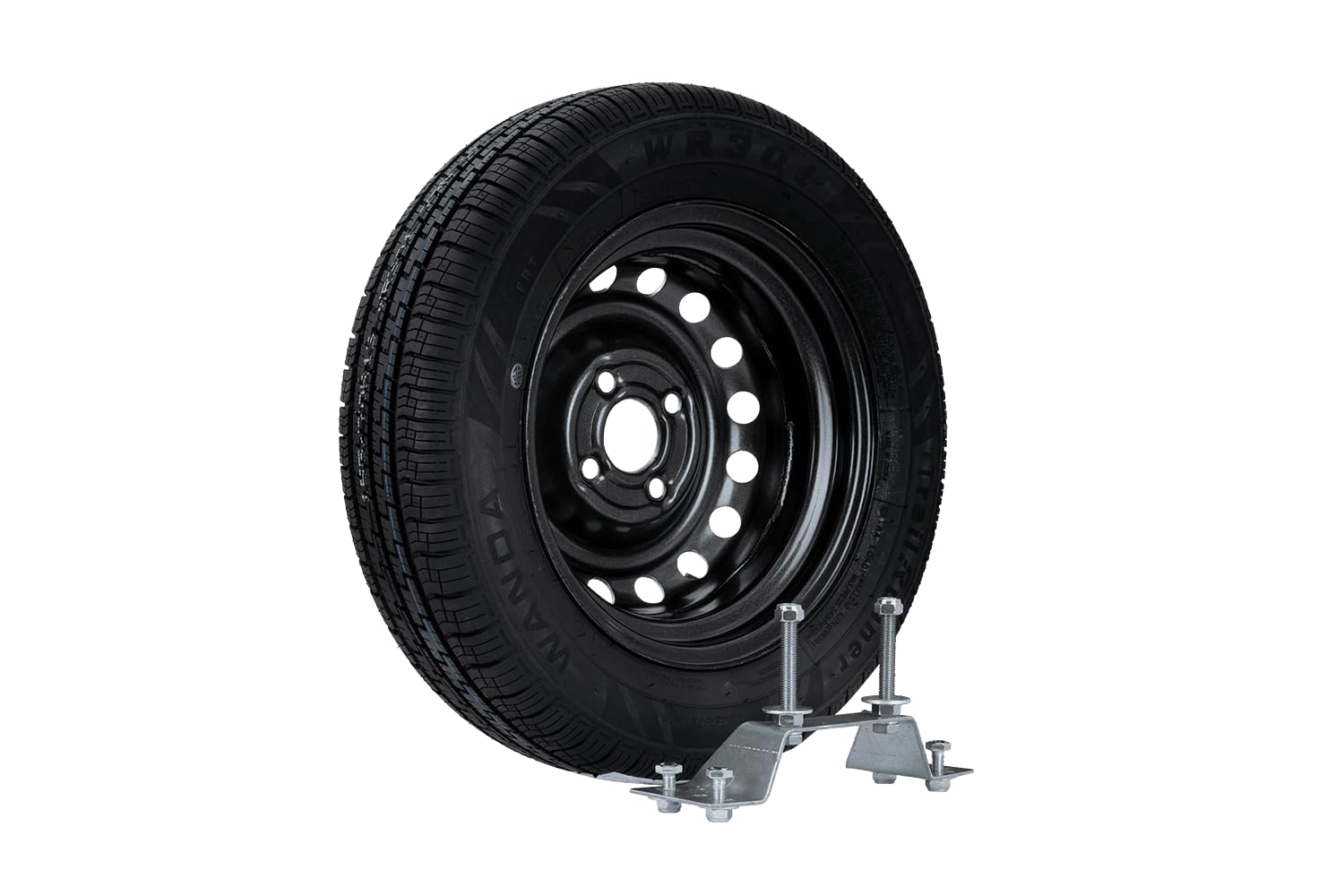 UNITRAILER Rueda de Repuesto 155/70 R13 79N con Soporte para Remolque de Coche, Llanta de Acero 4x100 ET30 y Neumático Wanda de 437 kg de Carga para Garden Trailer