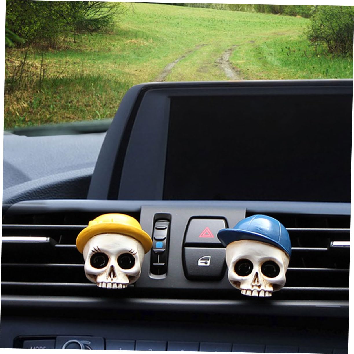 Mobestech 8pezzi Decorazioni Per Auto Forma Di Teschio Clip Per Bocchette Aria Halloween Accessori Per Interni Auto Atmosfera Spettrale Per Feste e Viaggi