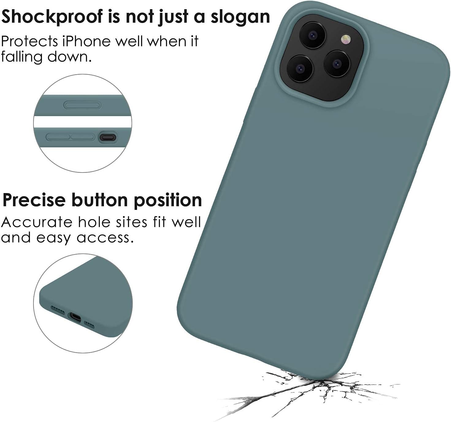 JASBON iPhone 12 Pro Max, [7FT Drop Protection] [Soft Anti-Scratch Microfiber Lining] Liquid Silicone Gel Rubber Phone Case, Full Body Drop Protection Cover Case, 6.7 inch, Pine Green