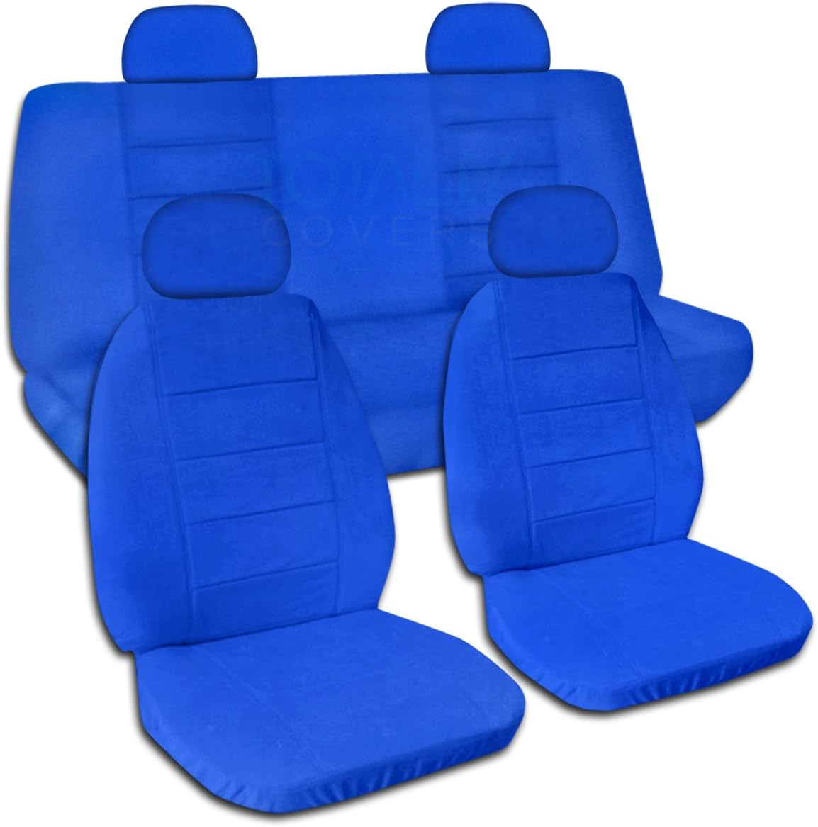 Totally Covers Compatible with 2002-2007 Jeep Liberty Solid Color Seat Covers with Adjustable/Molded Front & Rear Headrests: Blue - Full Set (22 Colors) Split Bench Bucket SUV