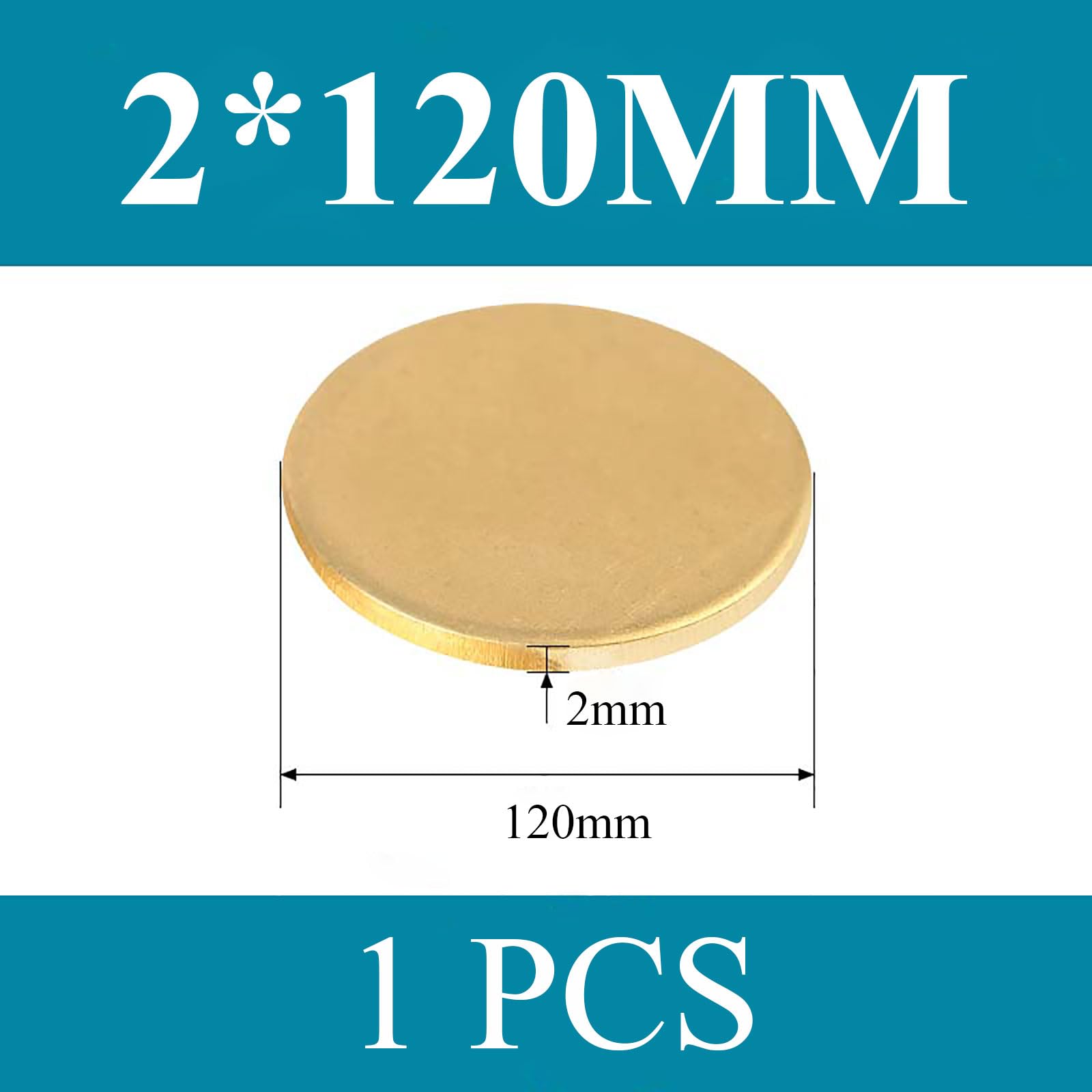 COYOUCO Brass Round Plate Sheets, 2Mm Thickness X90/100/120Mm Diameter H62 Brass Metal Sheet for Crafts, Models, Repairs,2 * 120mm