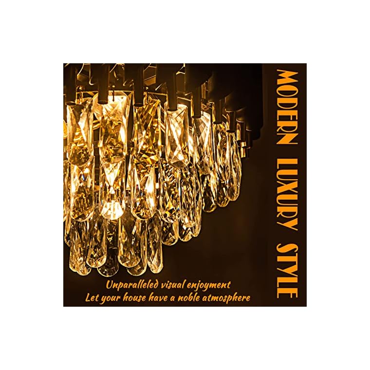 brfaixla 3-Tier Black Gold Crystal Chandelier 5-Light 15ââ Modern Crystal Pendant Chandelier Ceiling Light Fixture Hanging Lighting for Kitchen Island Dining Room Foyer Entryway Bedroom - Image 6