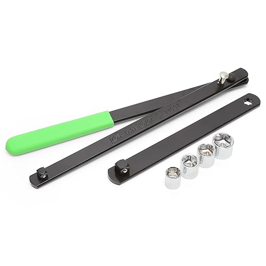 OEMTOOLS 24687 Serpentine Belt Tool Set, Includes 3/8 Drive Handle, 1/2 & 3/8 Square Drive Adapters, & 4 Shallow Sockets (13, 15, 16, & 18 mm), Release Spring Pressure & Remove Tensioner Pulley