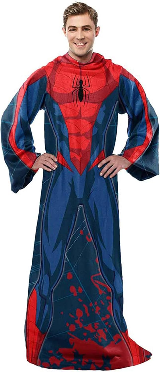 northwest spider-man spidey webs adult silk touch comfy throw blanket with sleeves, 48" x 71" 48" x 71" spider-man spidey webs