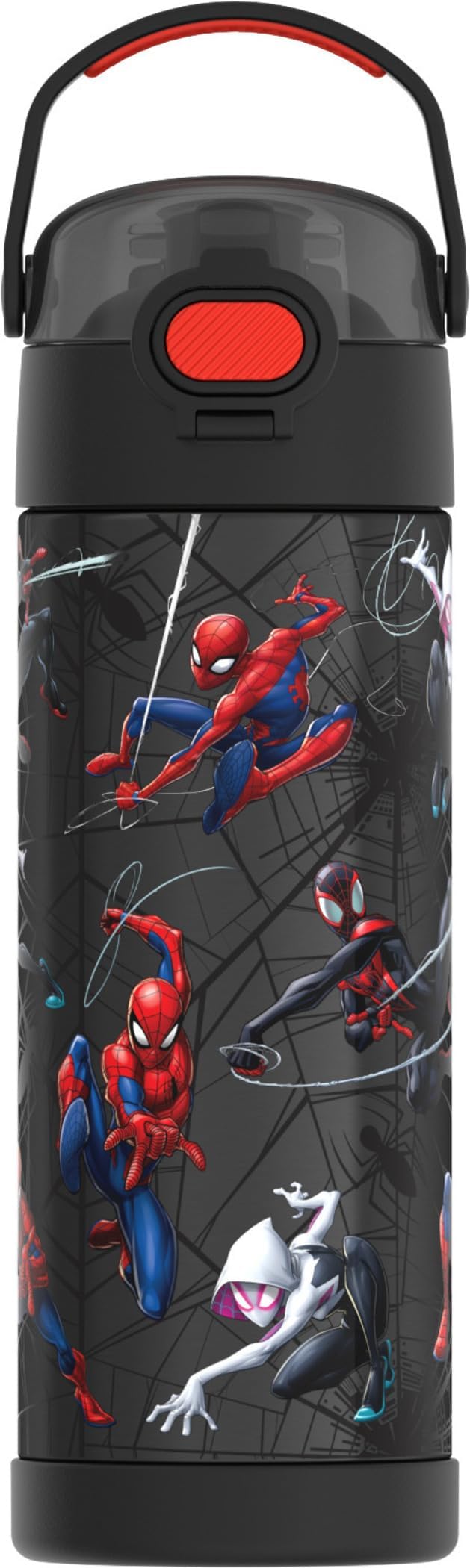 FUNTAINER 16 Ounce Stainless Steel Vacuum Insulated Bottle with Wide Spout Lid, Spiderman