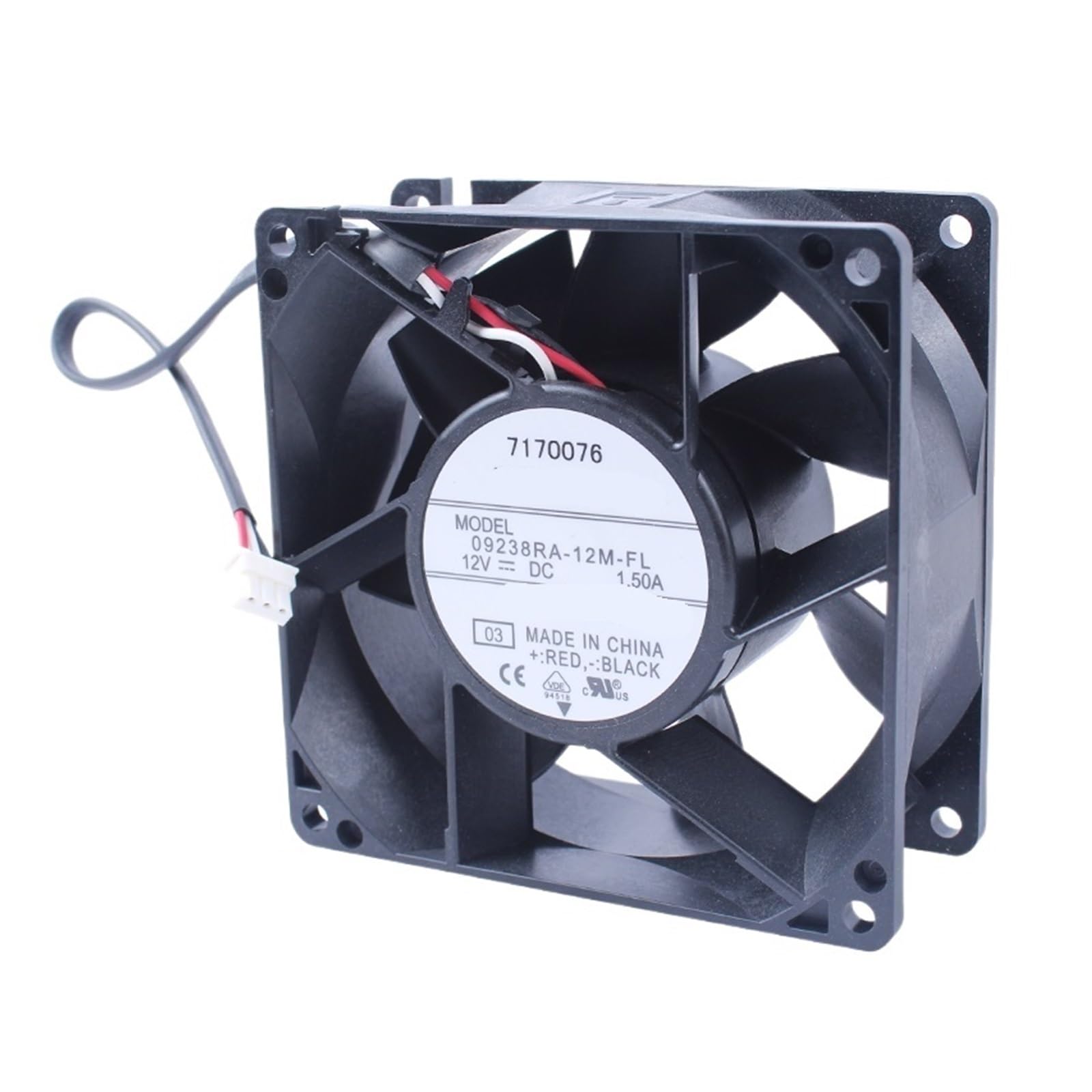 PEQYUACTE 09238RA-12M-FL DC 12V 1.50A 90x90x38mm 3-Wire Cooling Fan