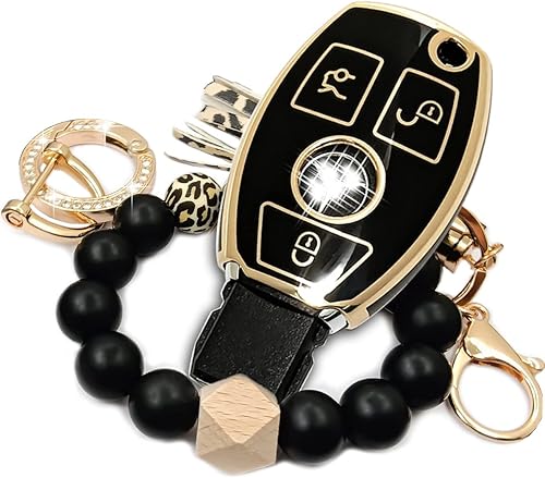 para funda de llavero Mercedes Benz, compatible con C E S M CLS CLK G Class, accesorios de coche inteligente sin llave con llavero de pulsera