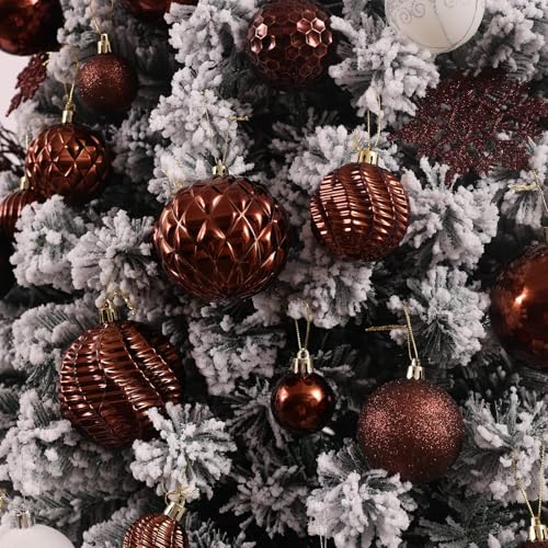 Christmas Balls Ornaments -36pcs Shatterproof Christmas Tree Decorations with Hanging Loop for Xmas Tree Wedding Holiday Party Home Decor,6 Styles in 3 Sizes(Brown) - image 5