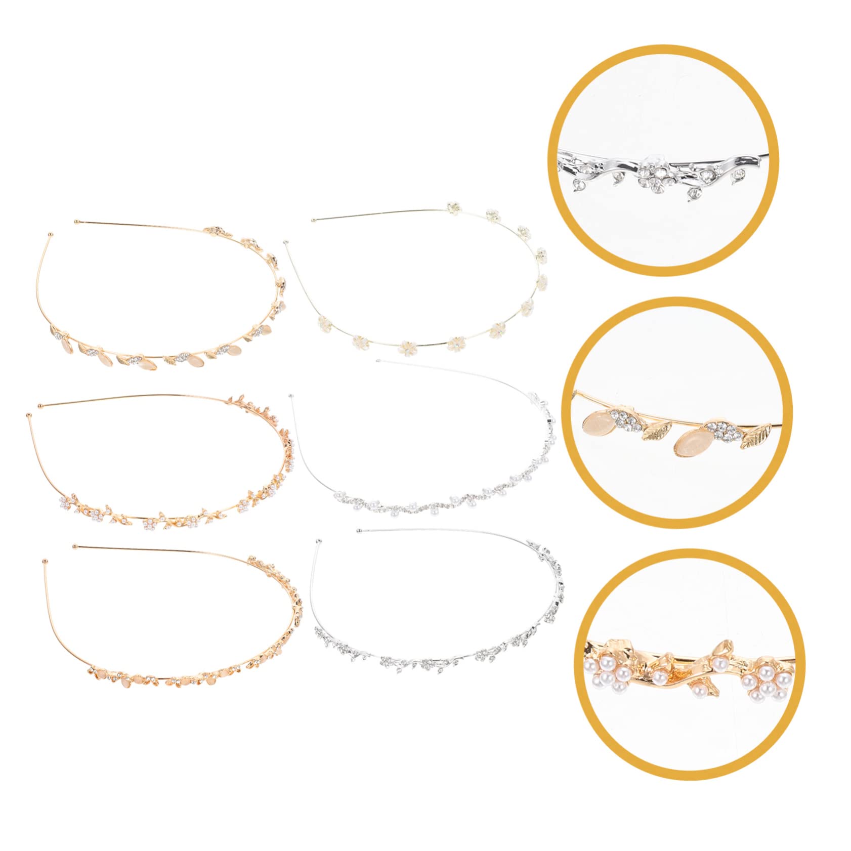 Diadema de Perlas para Novia Cristales, 6 Piezas Metal | Tocado para Boda E Invitada, Uso Diario y Ocasiones Obsequios, Estilo Simple y Chic