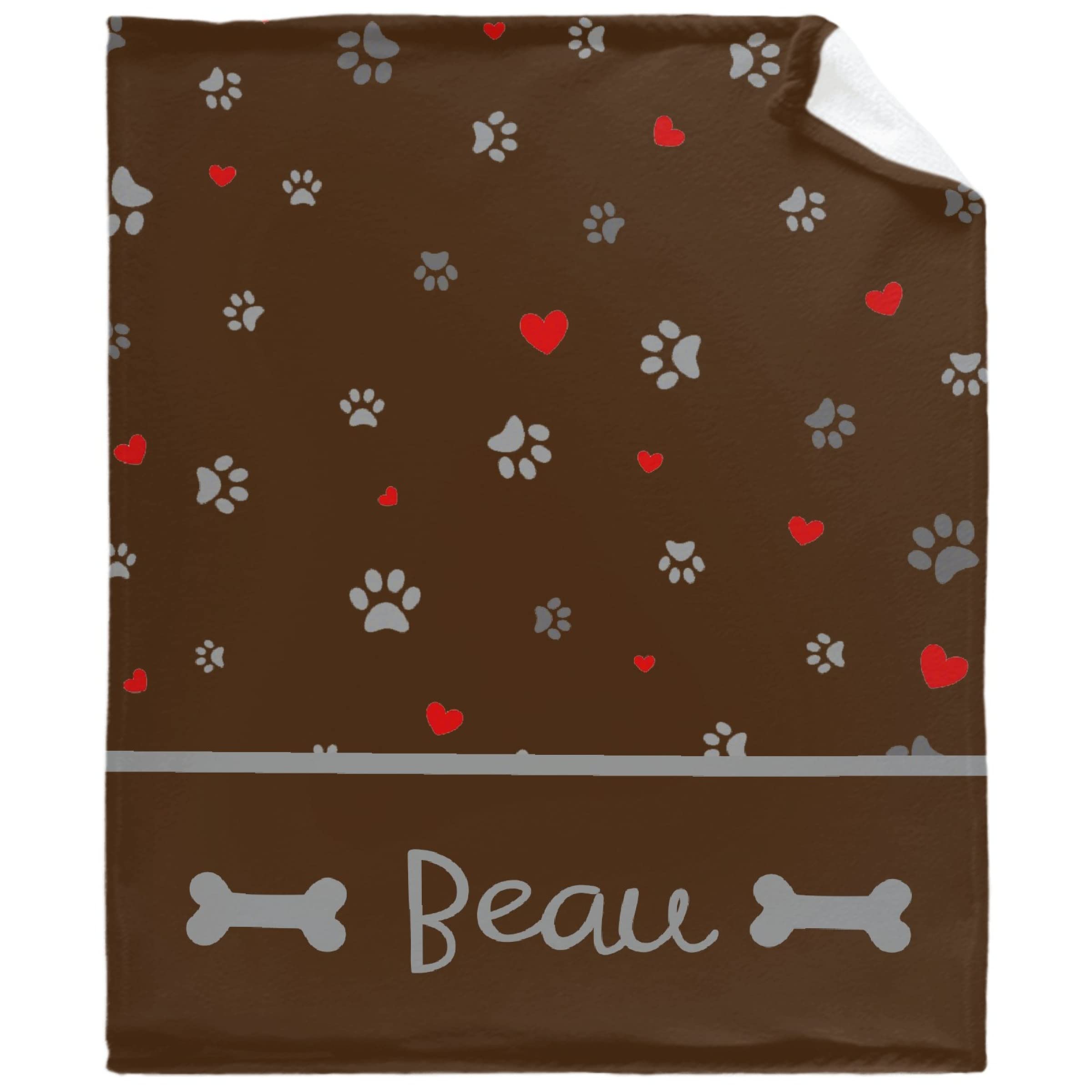 Lynnezilla Personalized Photo Throw Blanket - Personalized Dog Blanket Paws Name and Love Heart for Kids/Adults/Family, Birthday Christmas Souvenir Gift 40